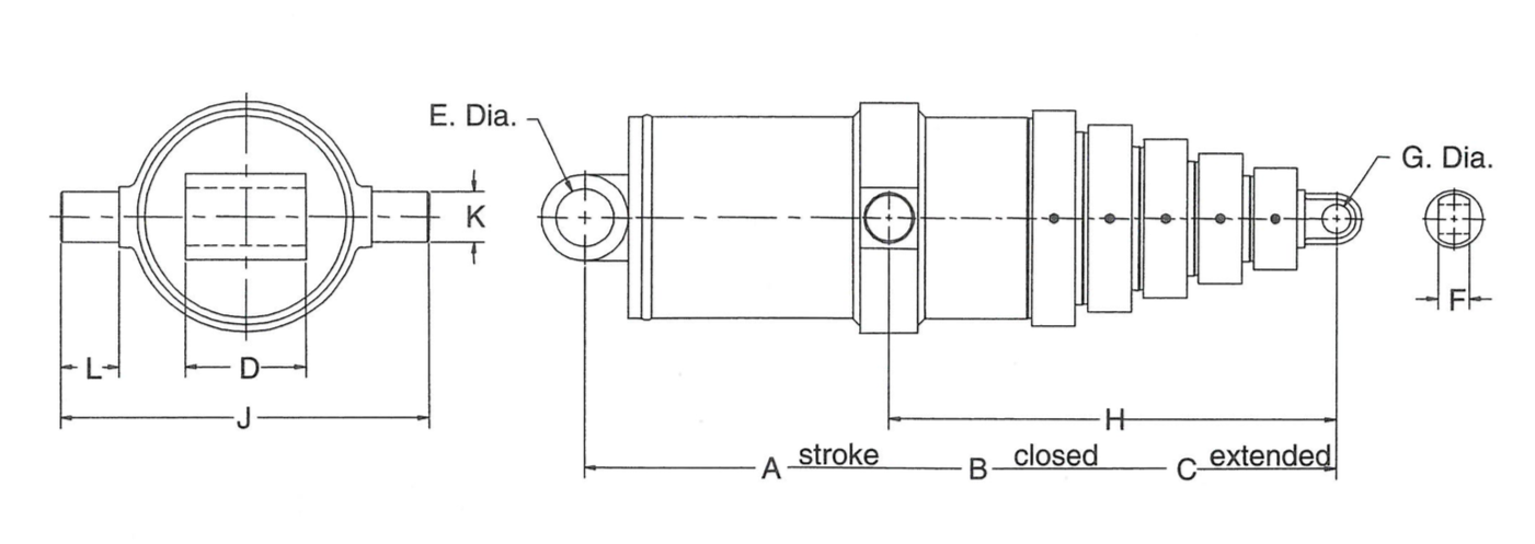 Factory Price Parker Style Pin To Pin Mounting Telescopic Hydrocylinder For Lifting