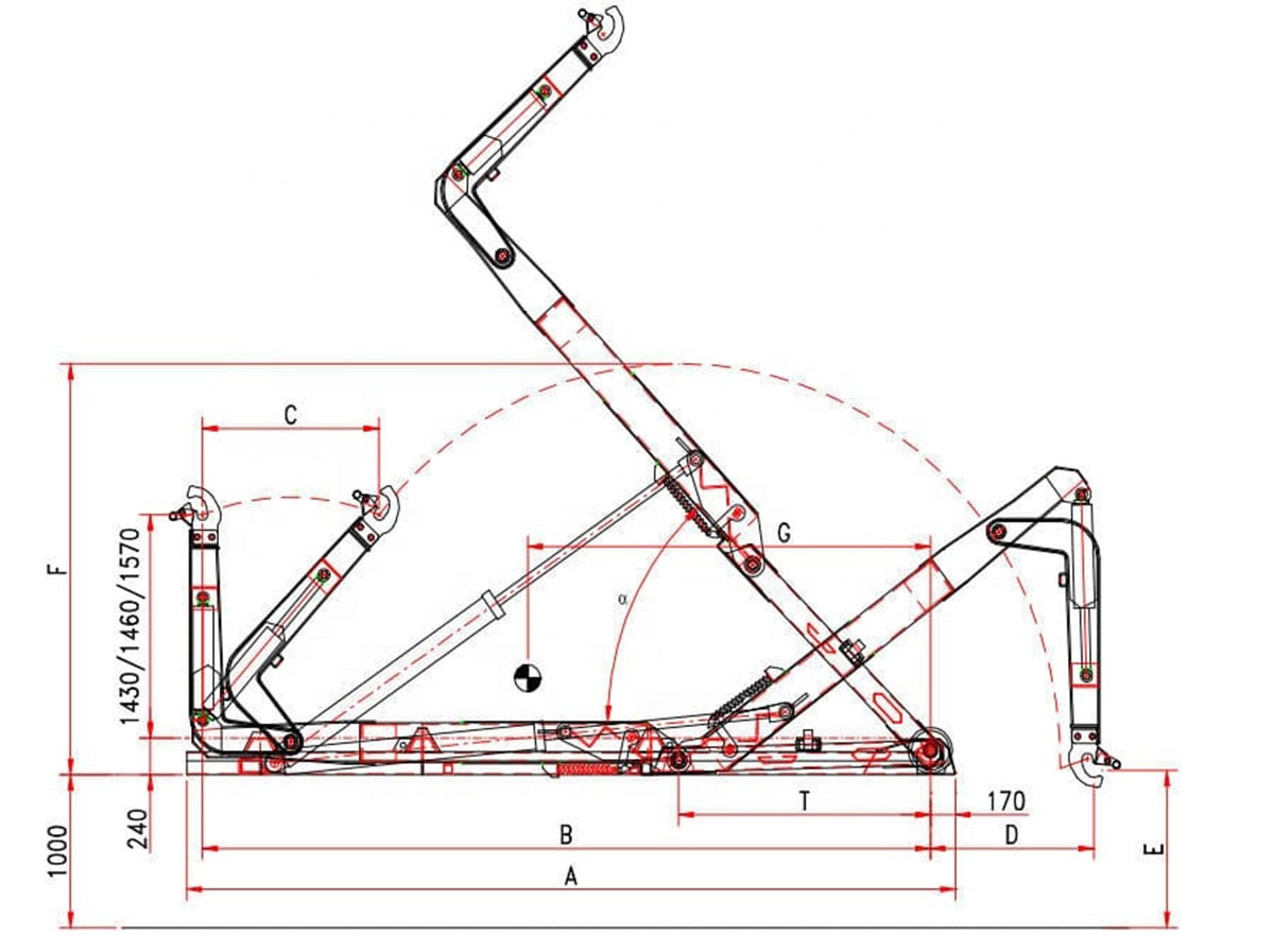 6 T hook lift for garbage truck