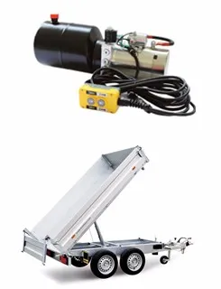 hydraulic power unit system for dump truck and trailer